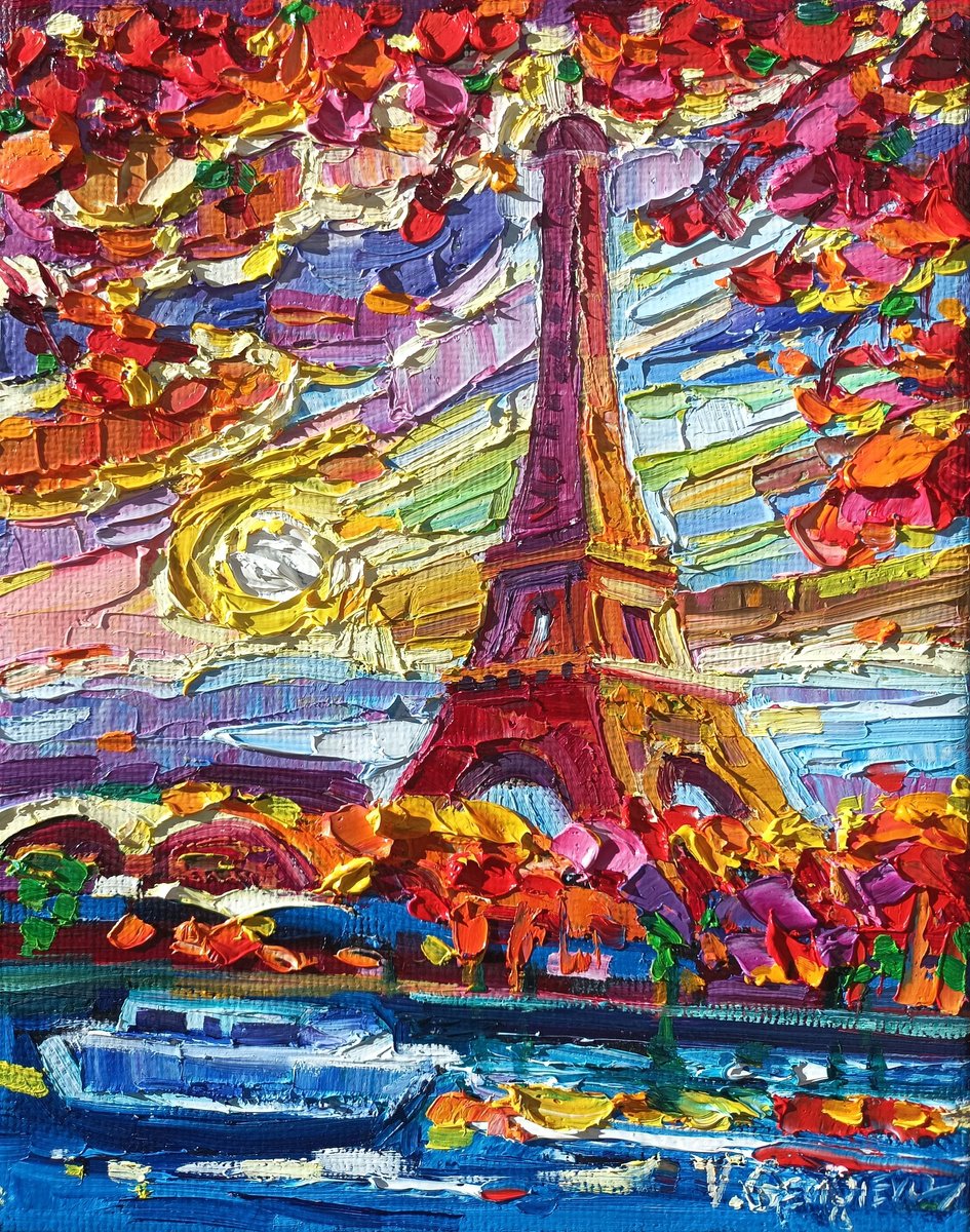Expressive Landscape Oil Painting By Vanya Georgieva, 9 X 12", Fall ...In Paris, Original Artwork