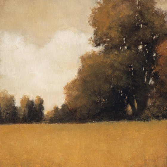 Golden Oak Trees 220301, Tonal oak tree painting