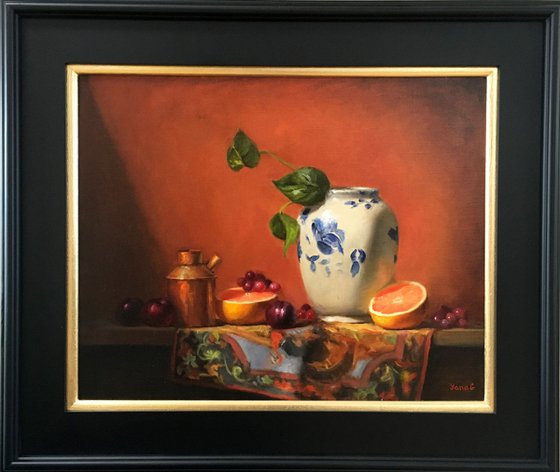 Still Life with Chinese Vase and Grapefruit