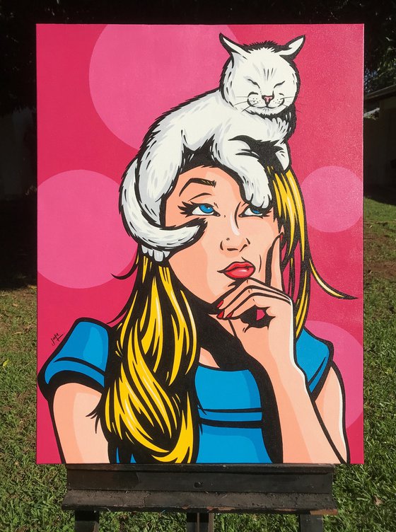 Cat On A Hot Blonde Head