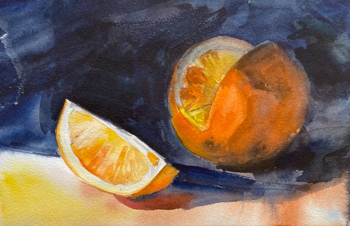 Orange| little watercolor etude by Nataliia Nosyk