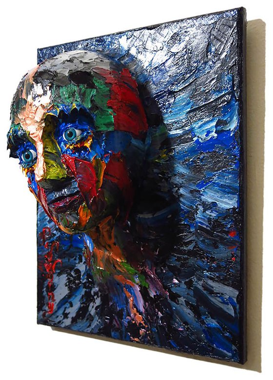 Original Oil Painting Abstract Portrait Expressionism Art Sculpture