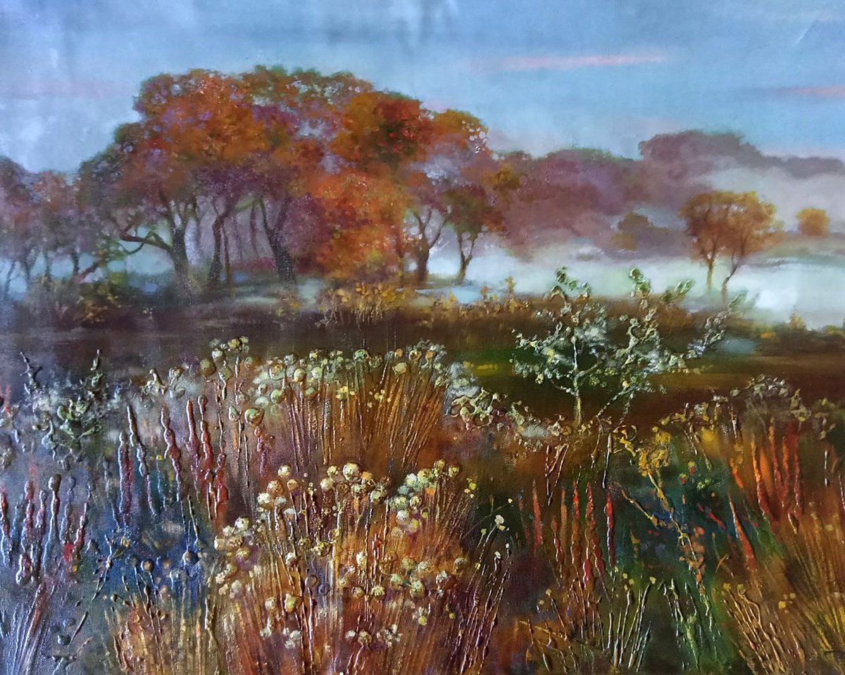 Impressionistic Abstract Oil Painting By Anatolii Tarab?nov, 33 X 24, Autumn Landscape, Original Artwork