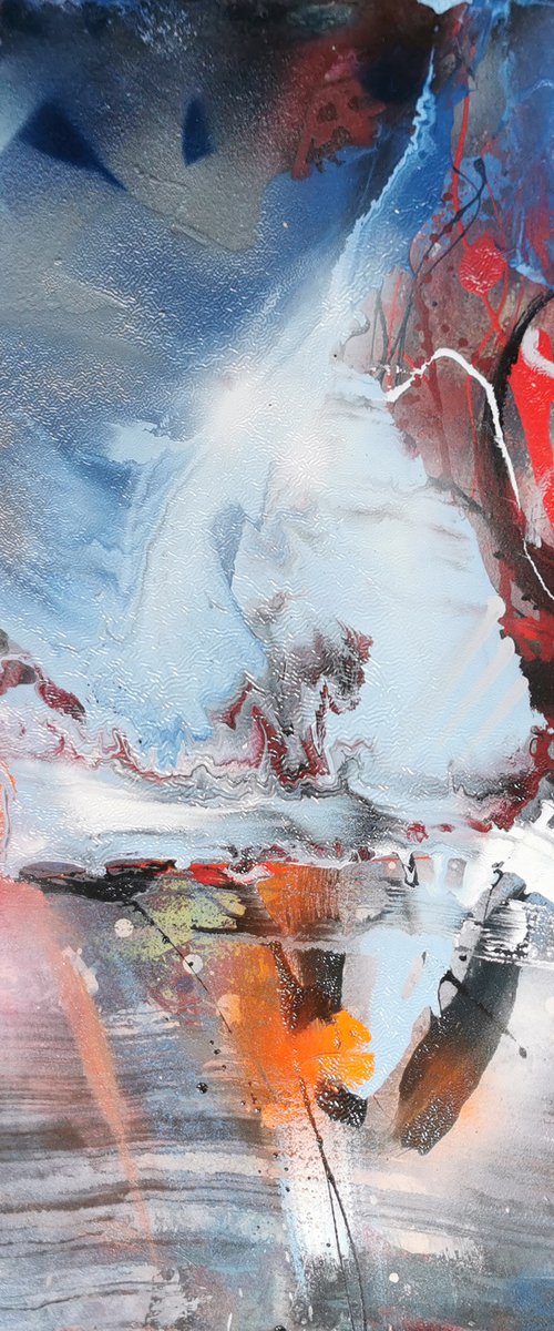 Stunning abstract mindscape dreamscape liquid action painting by master KLOSKA The last dream of a silk worm 2 by Kloska Ovidiu