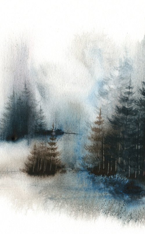 Places XXI - Watercolor Pine Forest by ieva Janu