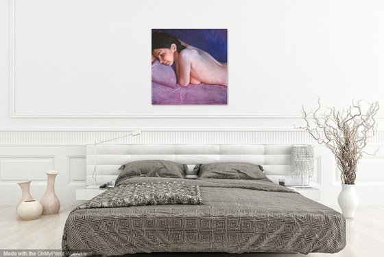 The bliss, unique tender nude woman portrait reclining nude