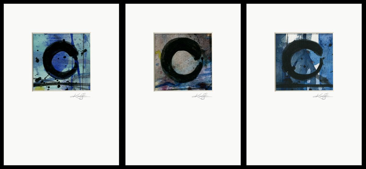 Enso Of Zen Collection 3 - 3 Abstract Zen Circle paintings by Kathy Morton Stanion by Kathy Morton Stanion