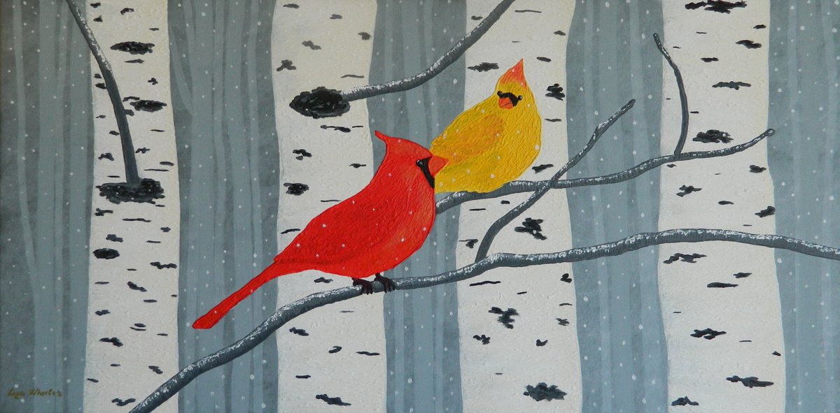 Winter Overture - winter forest landscape with birds; home, office decor; gift idea by Liza Wheeler