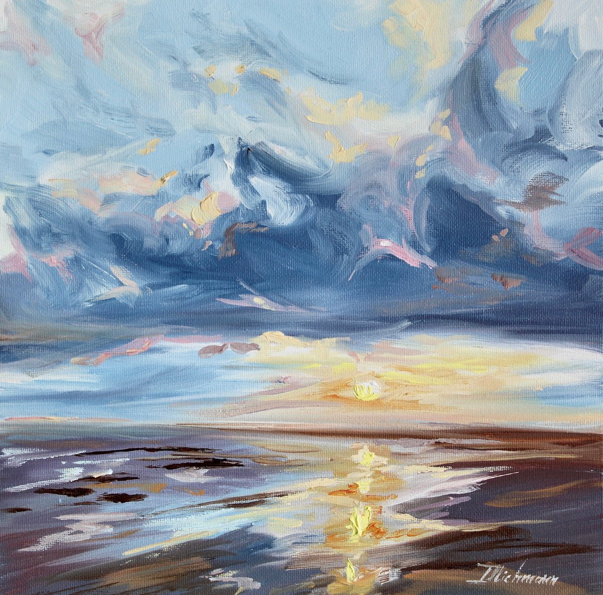 Impressionistic Landscape Oil Painting By Liza Illichmann, 10 X 10", Feeling Everything, Original Artwork