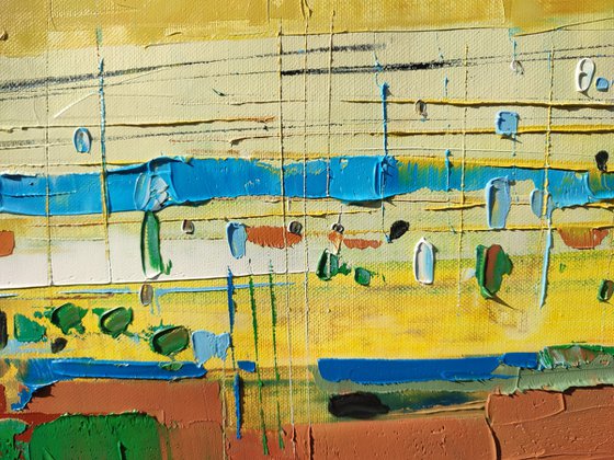 Abstract oil painting "City lines 12". Size 15,7/19,7 inches, 40/50cm, stretched