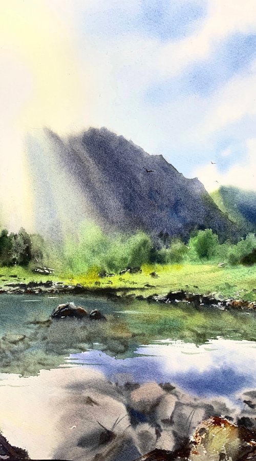 Mountain lake in the sun by Eugenia Gorbacheva
