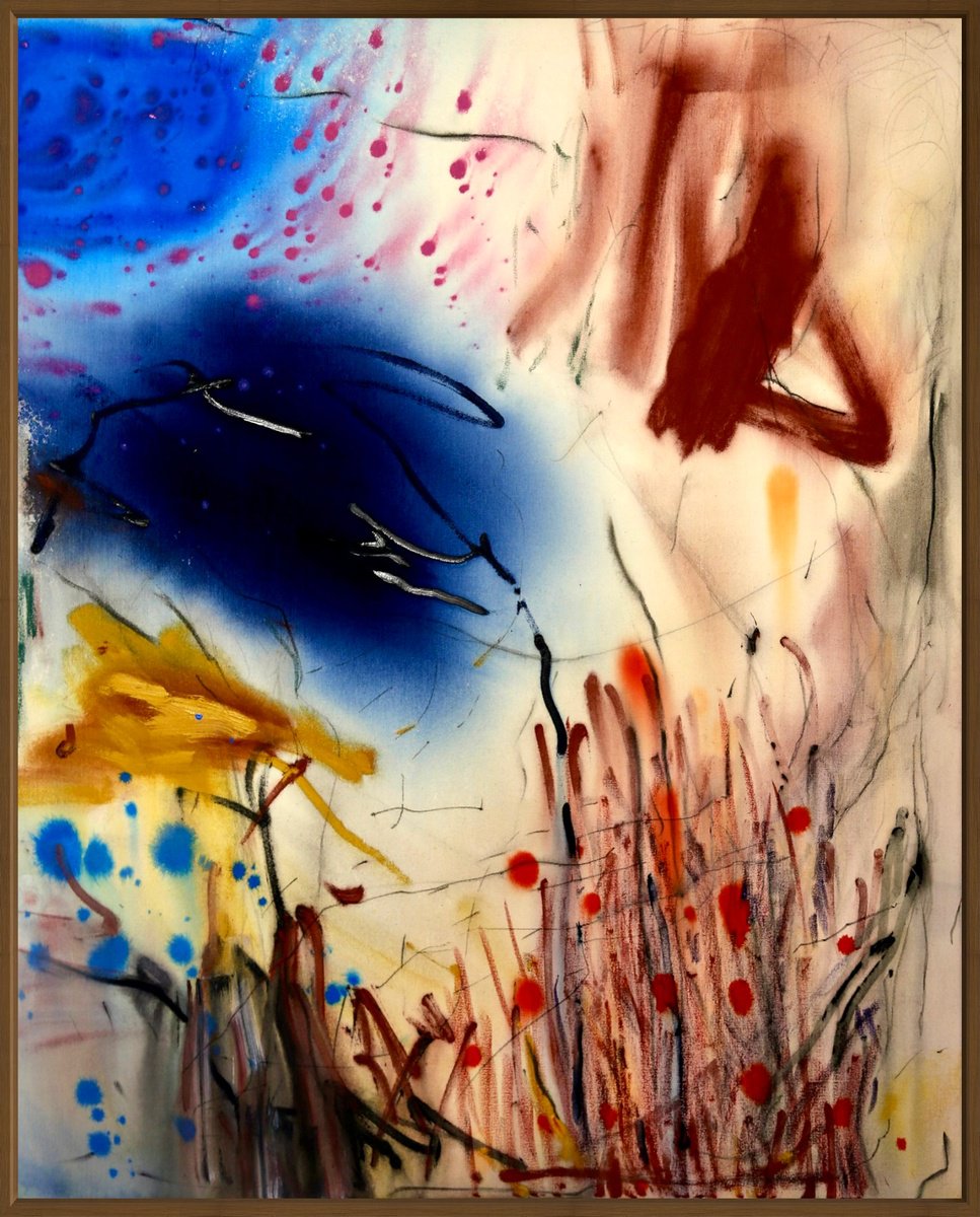 Abstract Oil Painting By Evgenia Makarova, 31 X 39, Abstract Seeker Of Light, Original Artwork