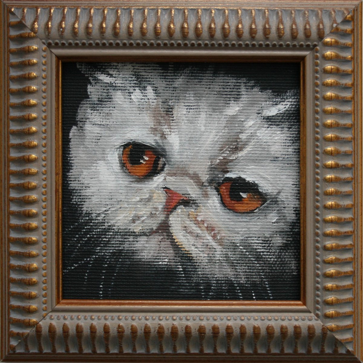 CAT VI framed / FROM MY A SERIES OF MINI WORKS CATS/ ORIGINAL OIL PAINTING by Salana Art Gallery