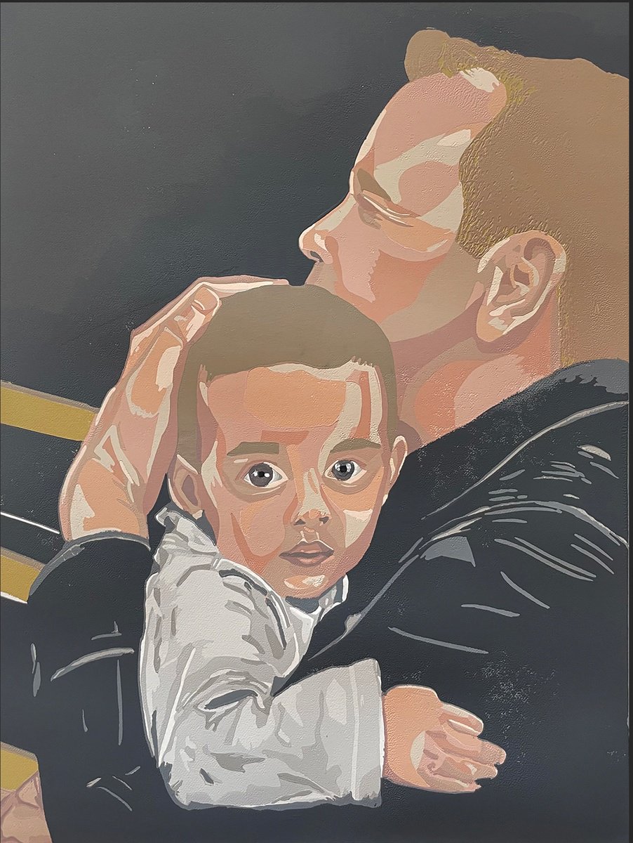 Illustrative Portrait Linocut By Kirstie Dedman, 14 X 19", The Hug, Original Artwork