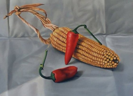 Still Life with Corn-cob and Peppers