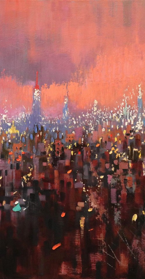 Peach Evening in NY by Chin H Shin