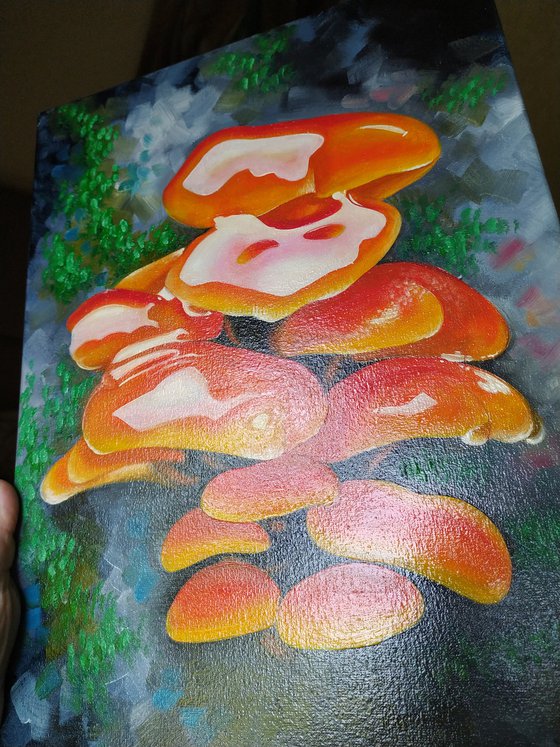 Glossy mushrooms