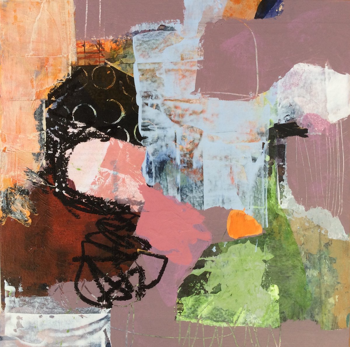 Abstract Acrylic Painting By Linda Coppens, 12 X 12", 012022-2-Co, Original Artwork