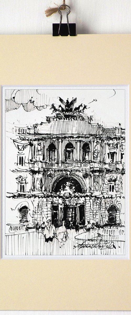 Rome, ink drawing on paper, 2022 by Marin Victor