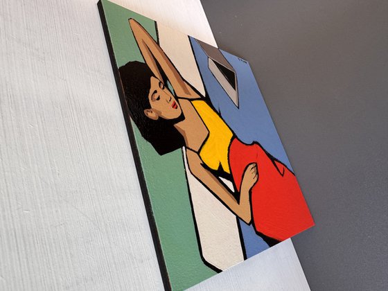 Woman with Laptop Small Original Painting