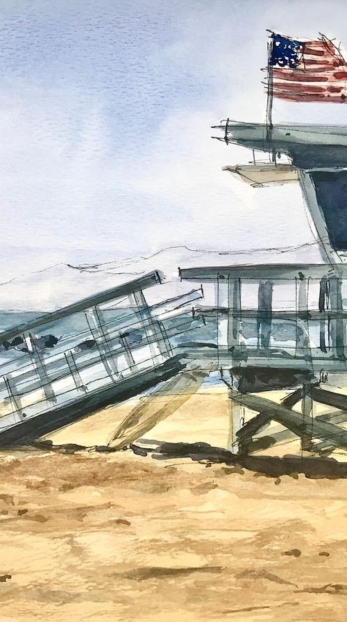 Lifeguard beach deck in California by Joseph Peter D'silva