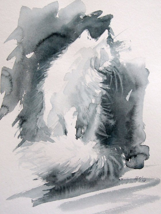 White cats triptych