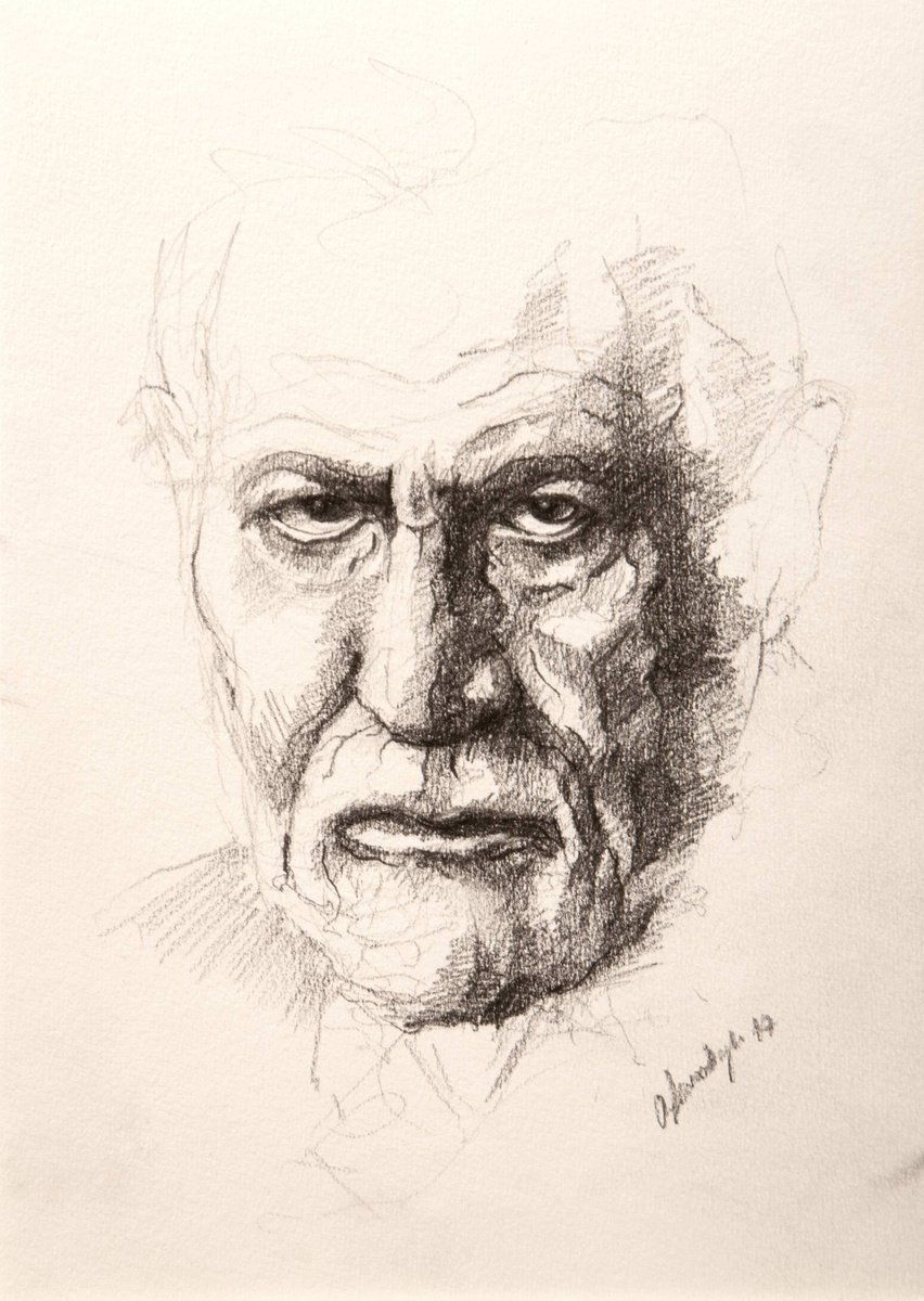 Portrait of Sigmund Freud Pencil drawing by Onur Karaalioğlu | Artfinder