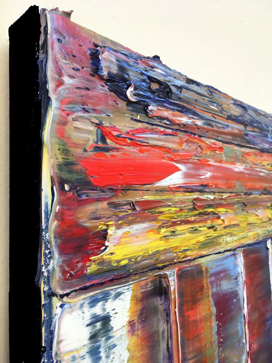 "All Structures Are Unstable" - Original Highly Textured PMS Abstract Oil Painting On Canvas - 36" x 18"