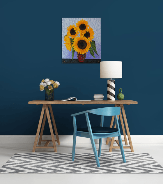 Large Five Sunflowers