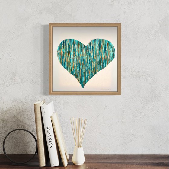 Bright Love - Teal & Golden - Champagne floating frame