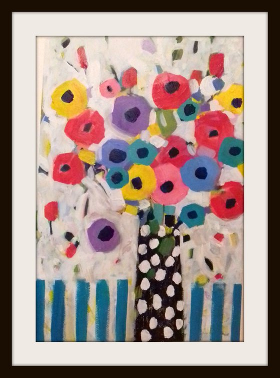 Summer Flowers in a Polka Dot Vase