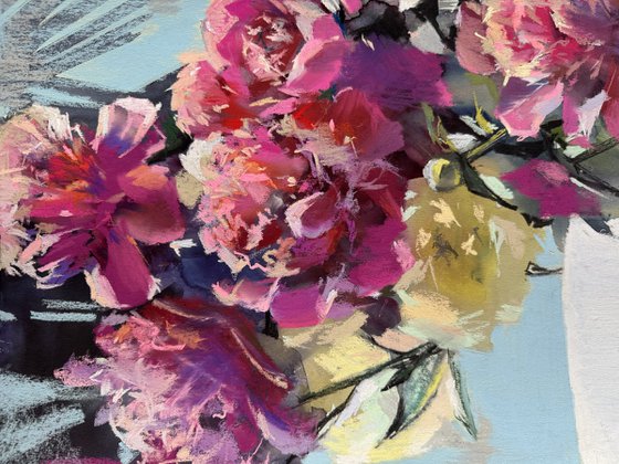 Morning, sun, peonies