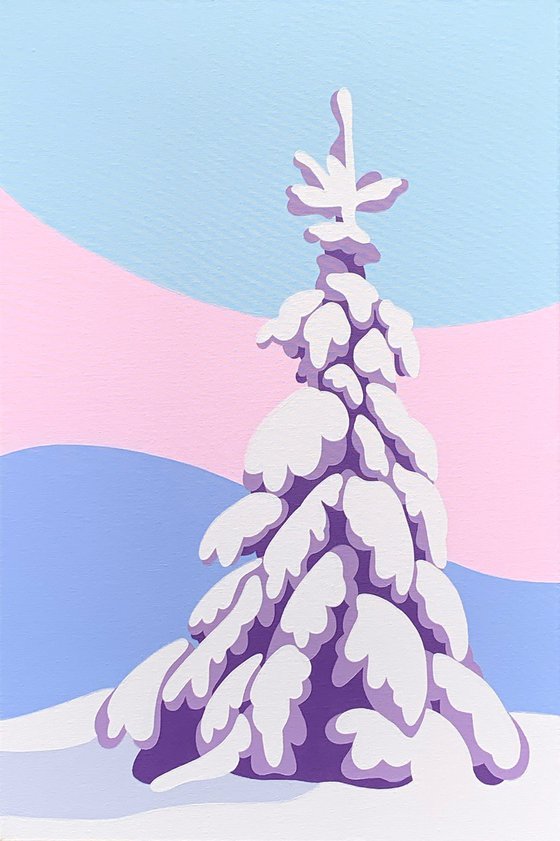 Snowy Tree in the Alpenglow Winter Landscape