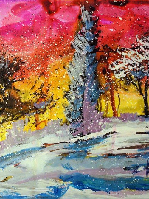 Sunset and Snow by Julia  Rigby