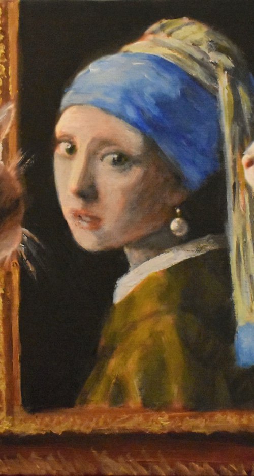 Cats and Vermeer's girl by escha van den bogerd