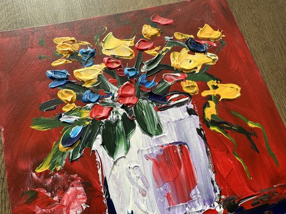 Red background Texture flowers