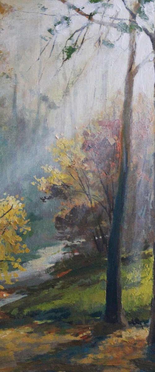 Autumn forest. 40x40. ORIGINAL OIL PAINTING, GIFT by Linar Ganeev