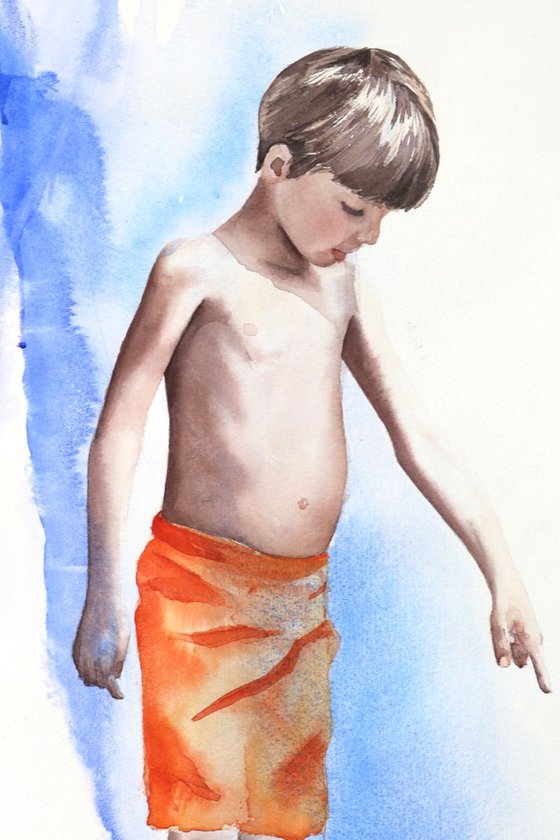 Division - Large watercolour surreal figurative painting