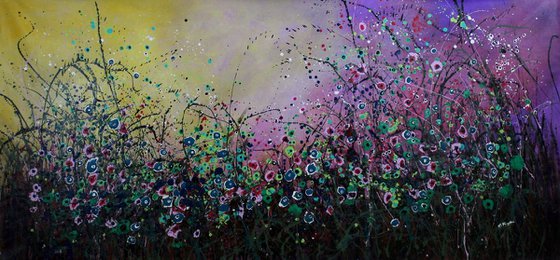 When The Night Falls  - Super sized original floral landscape