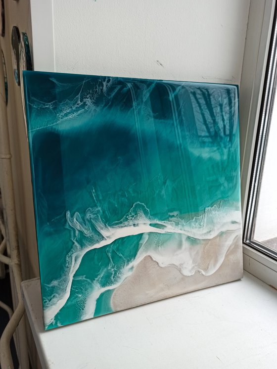 Turquoise Beach Resin Art