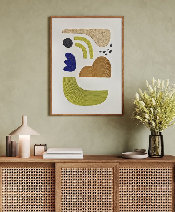 "Bay 5" Green blue abstract textured art