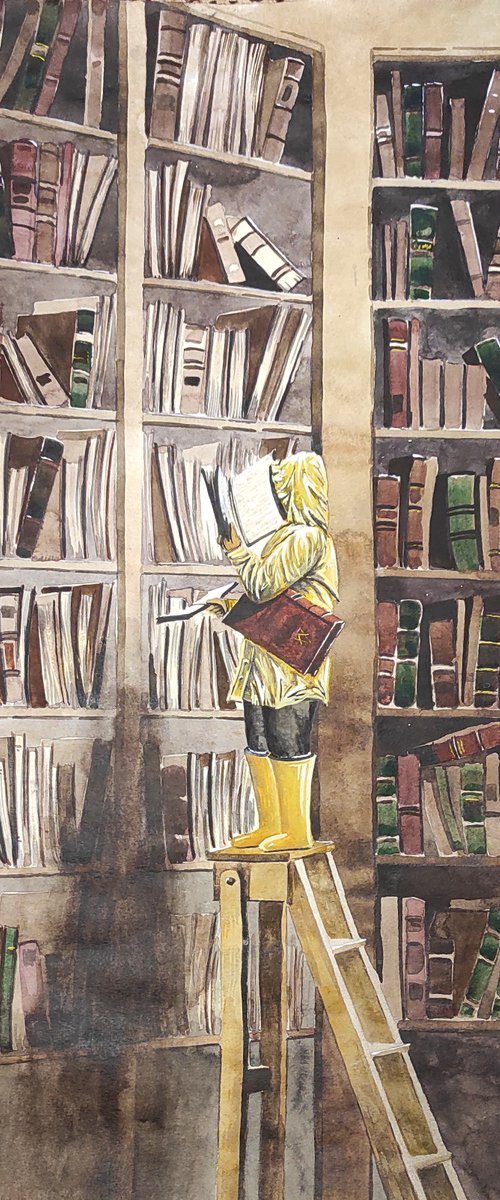 "Library of secret knowledge" 2021. Watercolor on paper 60x42 by Eugene Gorbachenko