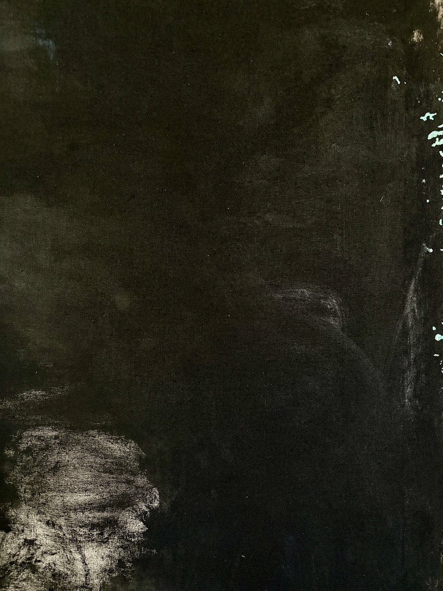 Abstract Portrait Painting By Gela Mikava, 31 X 39, Black Abstract Face, Original Artwork