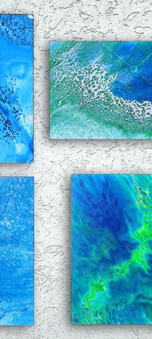 "Tropical Storm" - Original Quadriptych, Abstract PMS Acrylic Paintings Series - 40" x 40" by Preston M. Smith (PMS)