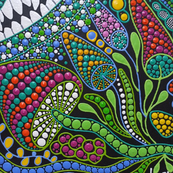 Cheshire cat with mushrooms