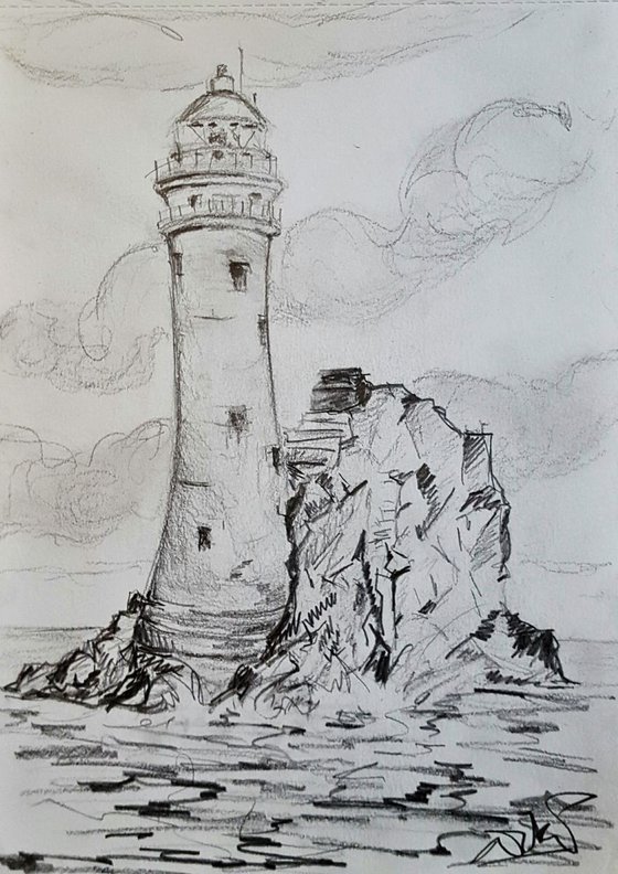 The Fastnet Lighthouse,Cork Ireland - a pencil study Drawing on 360g paper