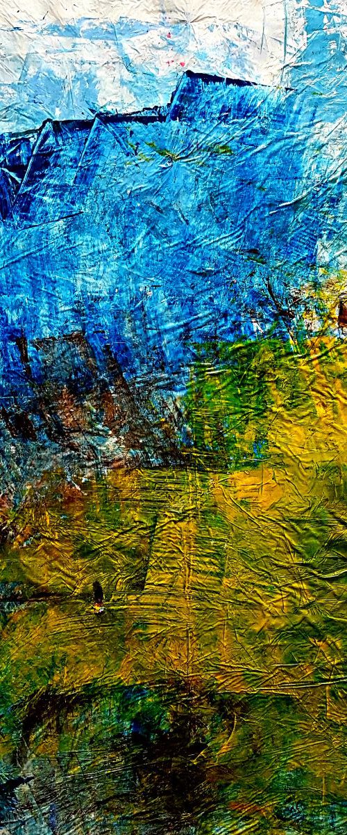 Senza Titolo 181 - abstract landscape - ready to hang - 72 x 81 x 2 cm - acrylic painting on stretched canvas by Alessio Mazzarulli