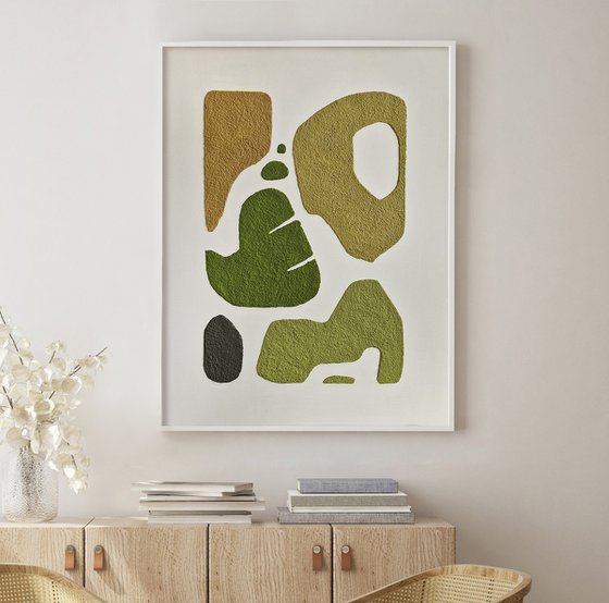 "Spring Bay 6" Textured green abstract art