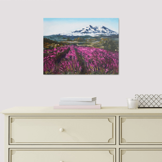 Lavender fields and Mountains /  ORIGINAL PAINTING