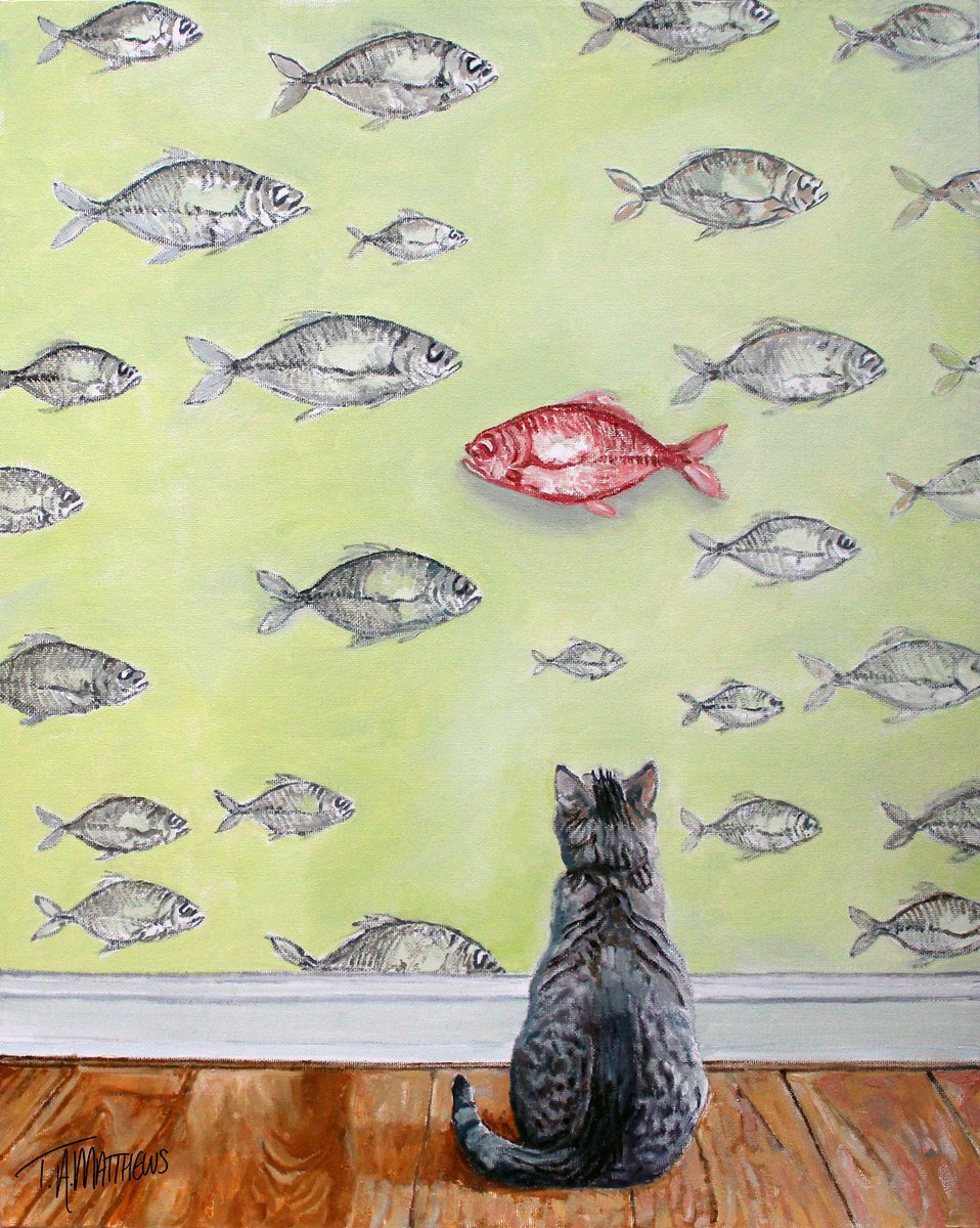 Impressionistic Animal Oil Painting By Timothy Adam Matthews, 16 X 20", Feline Feeling #5, Original Artwork